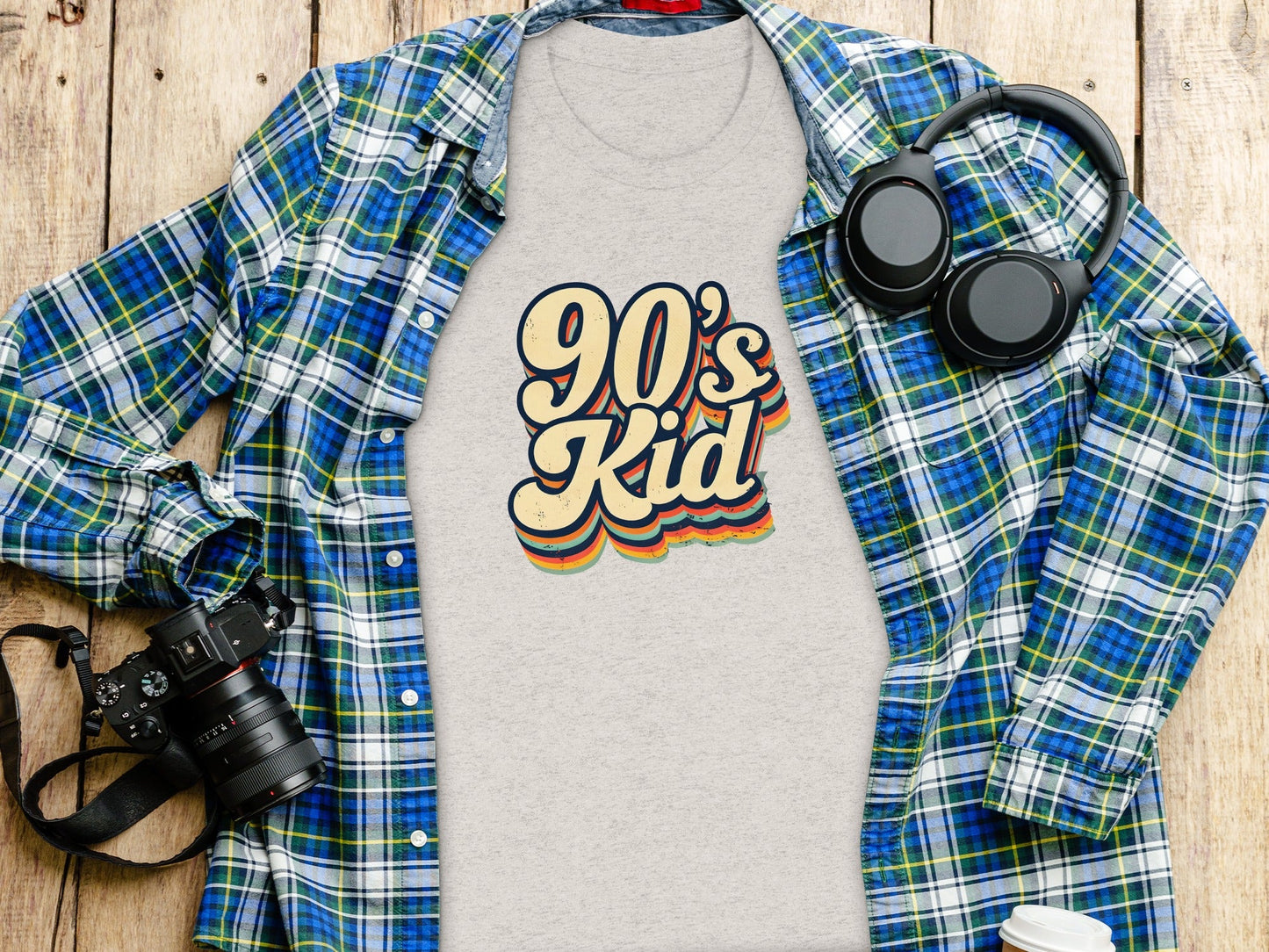 Retro 90s Kid Layered Text Design Trendy Cool Style T-Shirt