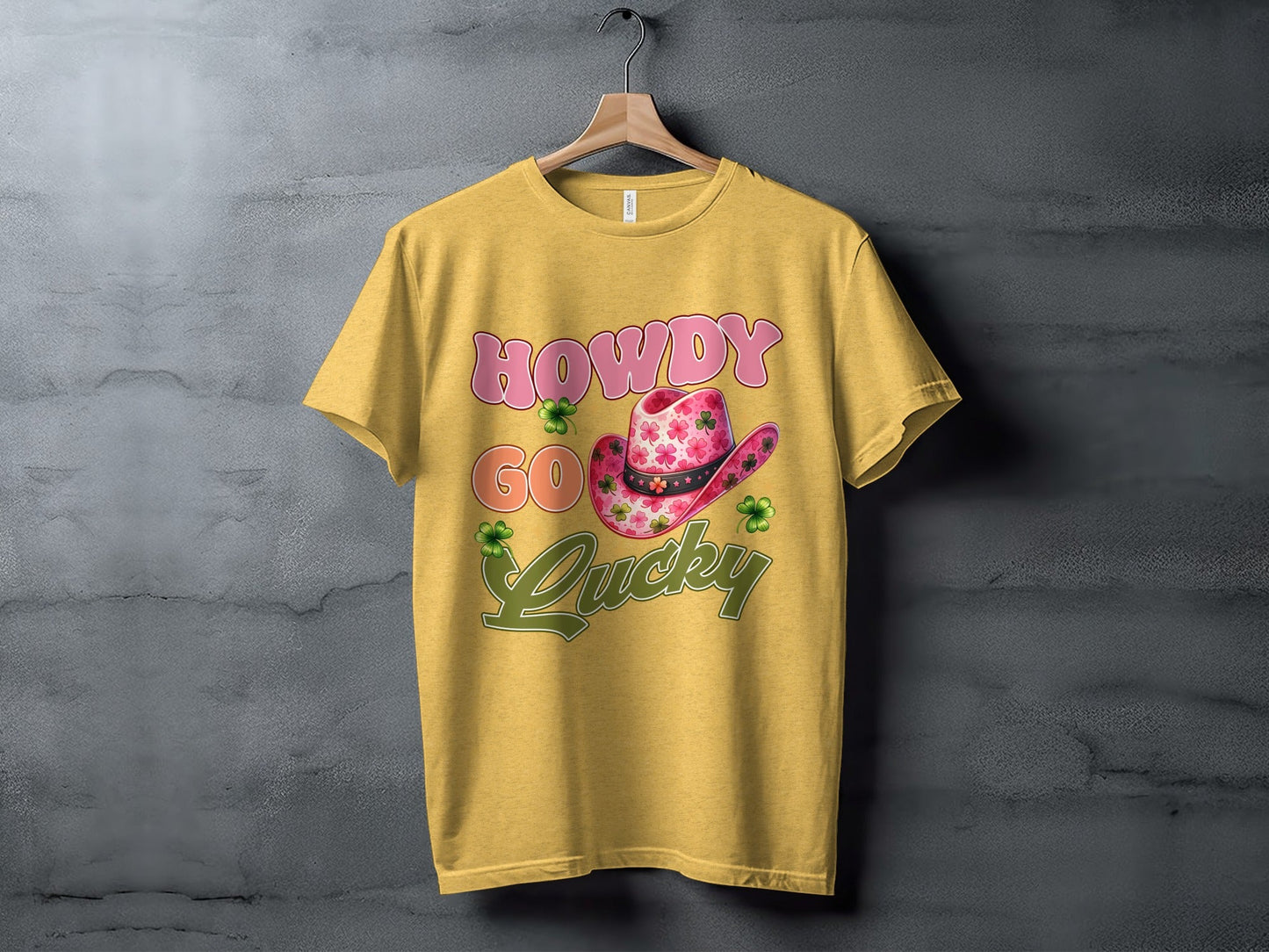 Howdy Go Lucky T-Shirts, St Patricks Day, Cowboy Hat, Shamrock, Good Luck, Festive Apparel, Lucky Shirt, Irish Pride