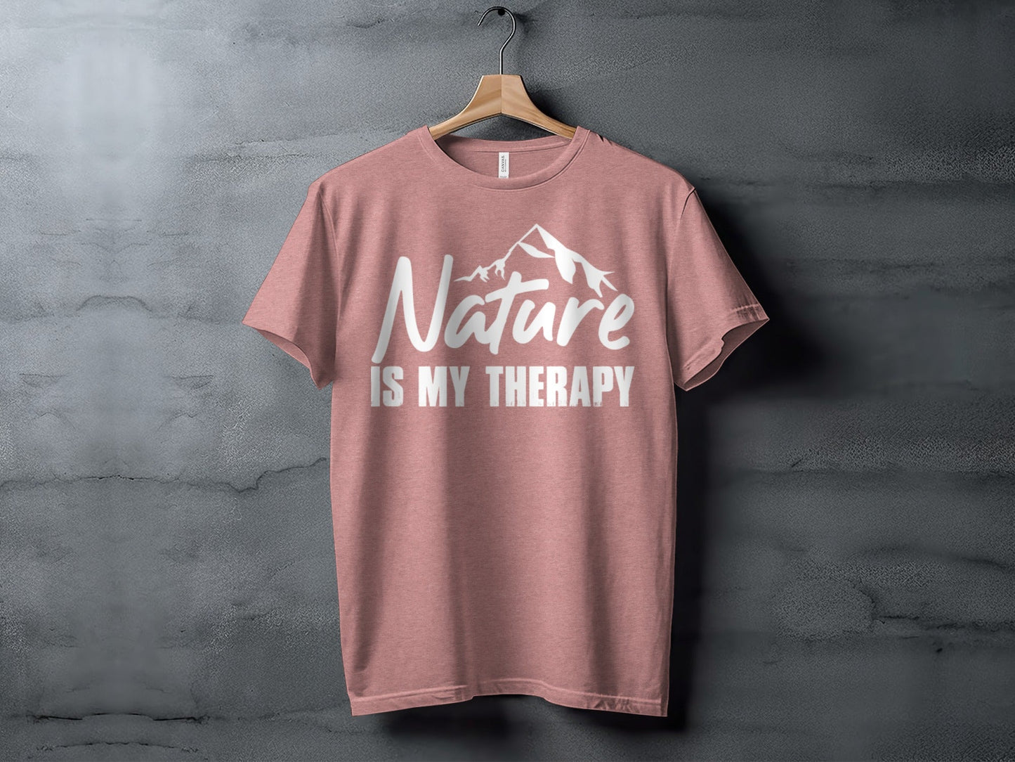 Nature is my Therapy White Text with Mountain T-Shirt