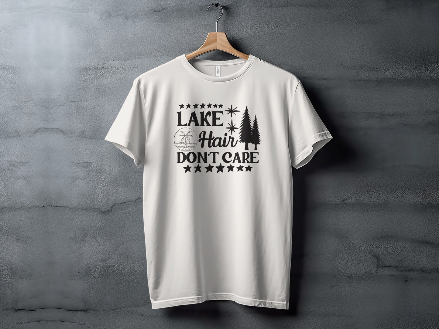 Lake with Hair Don't Care Graphic Image Printed T-Shirt