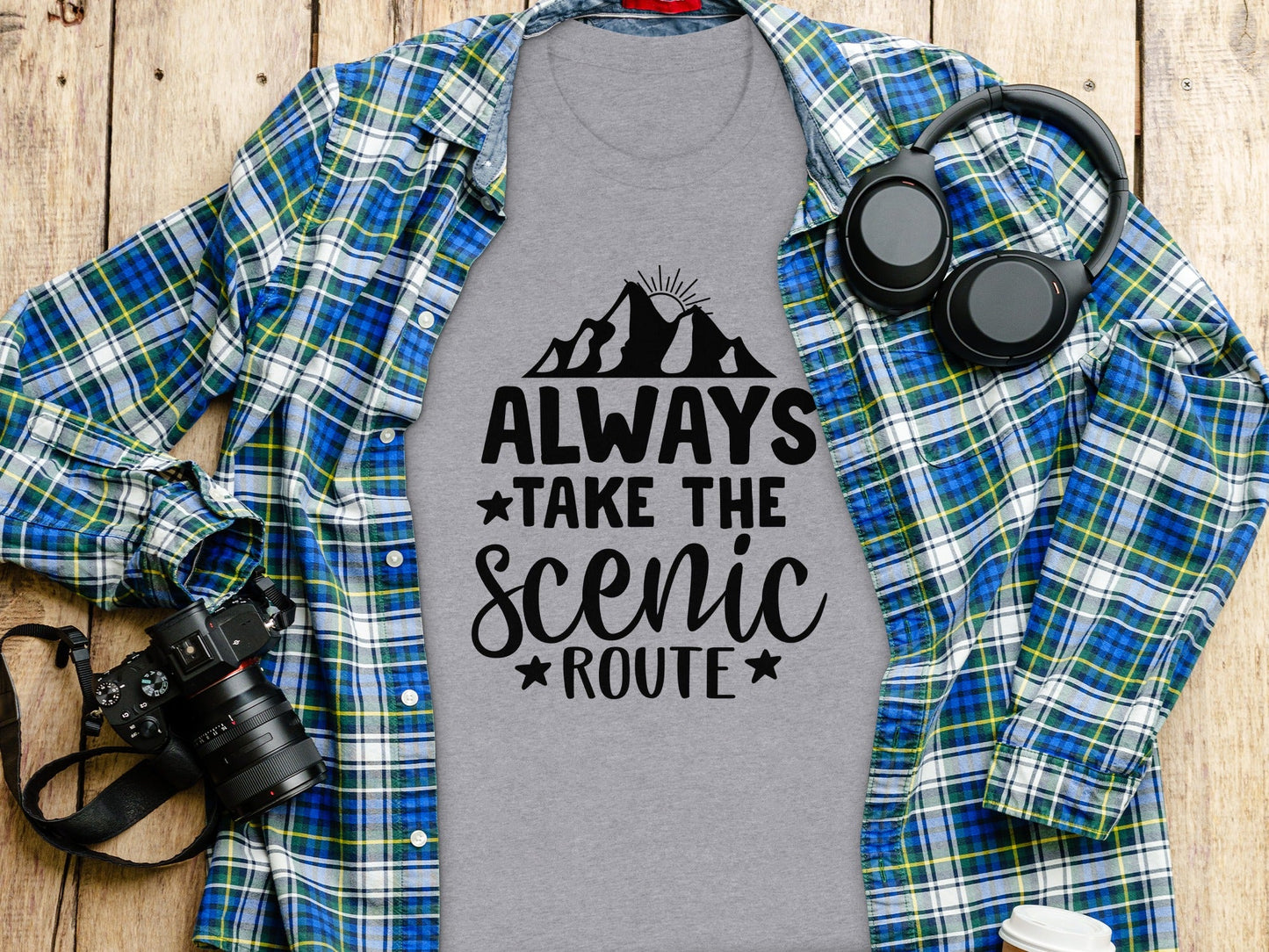 Always Take The Scenic Route With Mountains T-Shirt