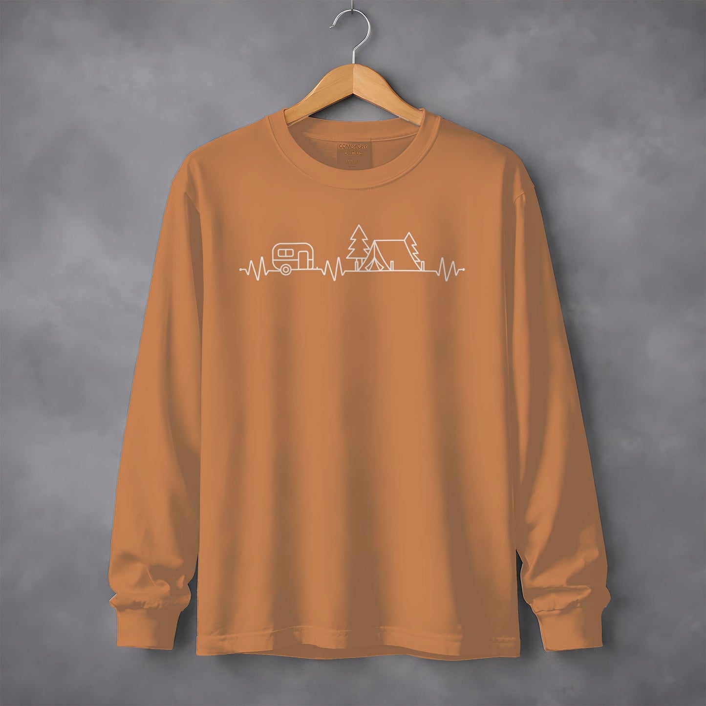 Camping Heartbeat Caravan Tent Adventure Time Long Sleeve T-Shirt