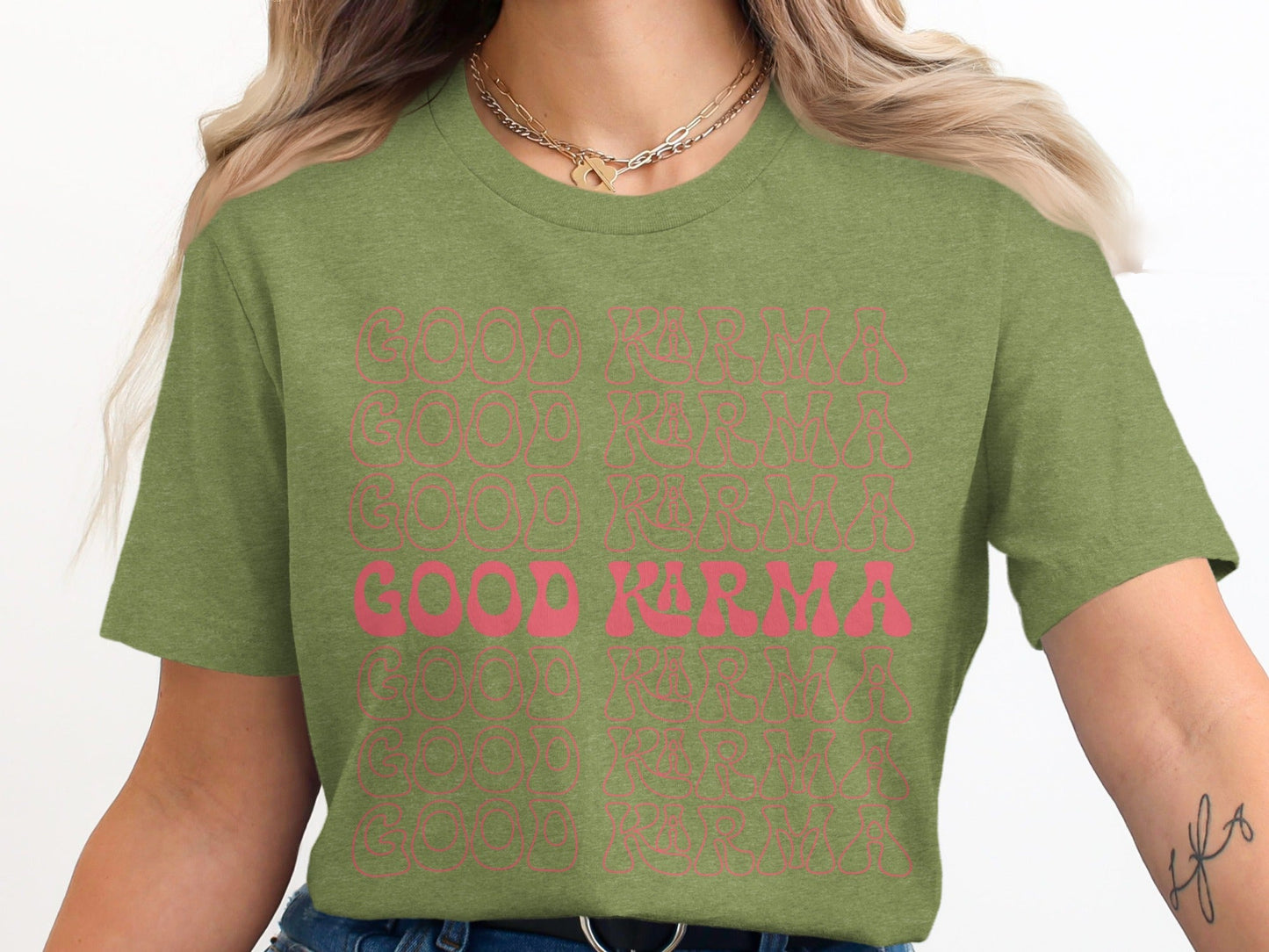 Good Karma Positive Vibes Graphic Design Pattern T-Shirt