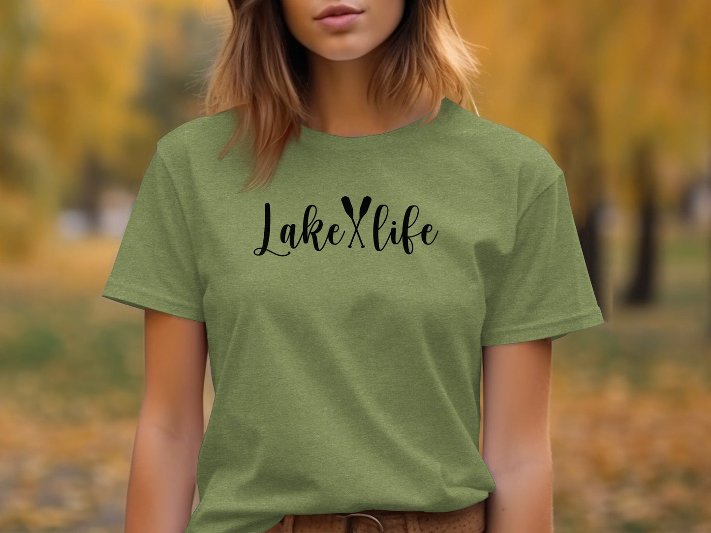 Lake With Crossed Paddles Graphic Design Lake Life T-Shirt