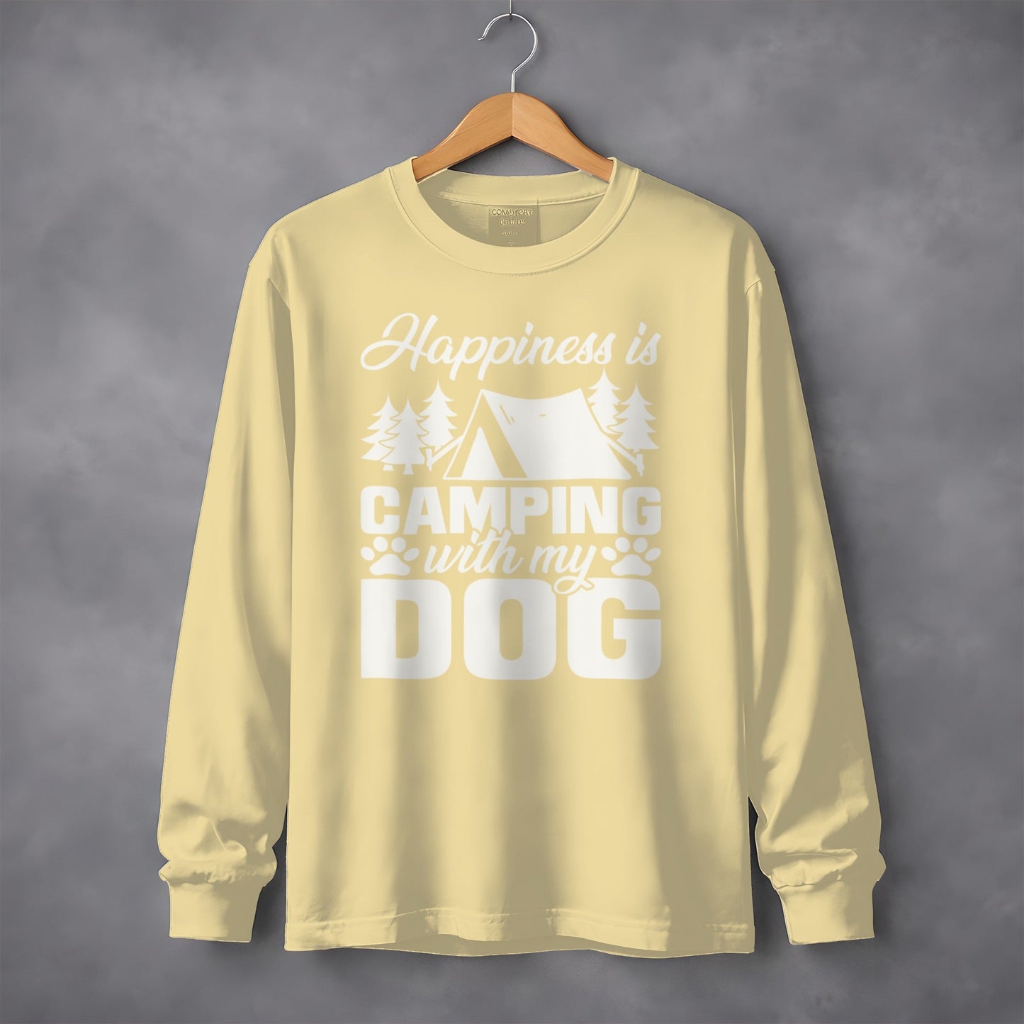 Happiness Is Camping With My Dog Great Outdoor Adventure Long Sleeve T-Shirt