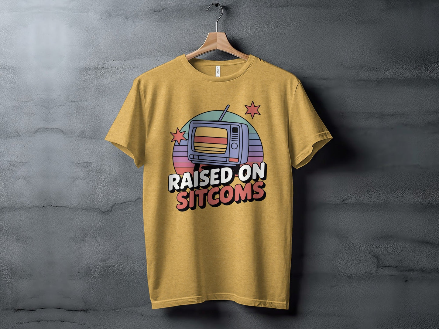 Raised On Sitcoms Retro Television Funny Design T-Shirt