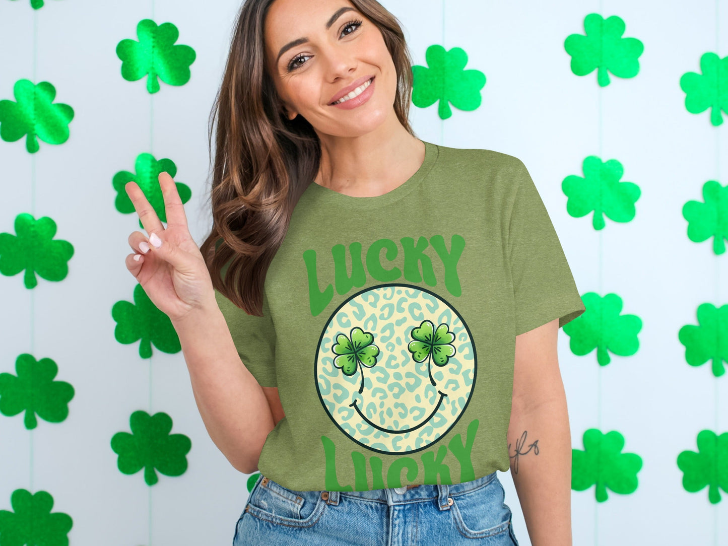Lucky Clover Smiley Face T-Shirts, Retro St Patricks Day Apparel, Good Luck Outfit, Irish Celebration Shirts, Retro Lucky Tee