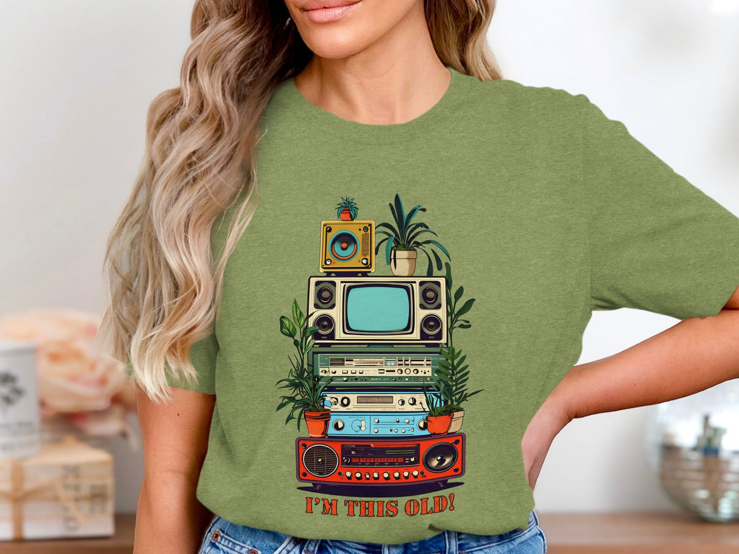 I'm This Old Electronics Tower With Plants Graphic T-Shirt