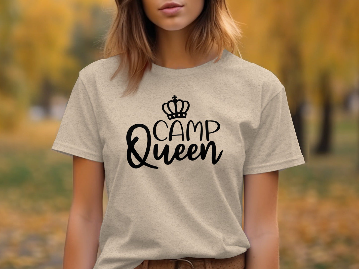 Camp Queen With Crown Graphic Camping Trip Fun T-Shirt
