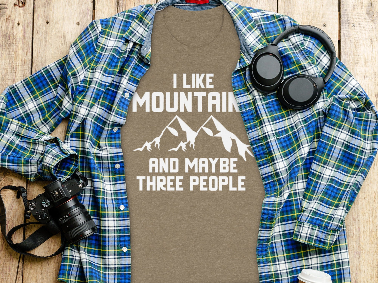 I Like Mountains And Maybe Three People Funny T-Shirt