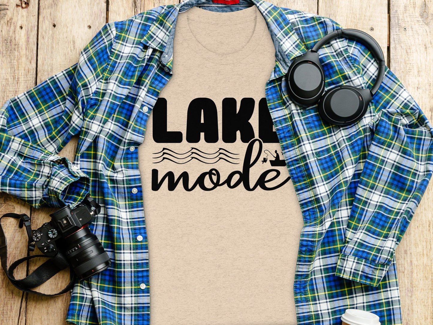 Lake Mode With Fishing Design Graphic Great Outdoors T-Shirt