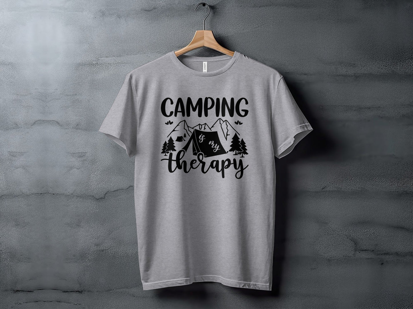 Camping Is My Therapy Mountain Design Graphic T-Shirt