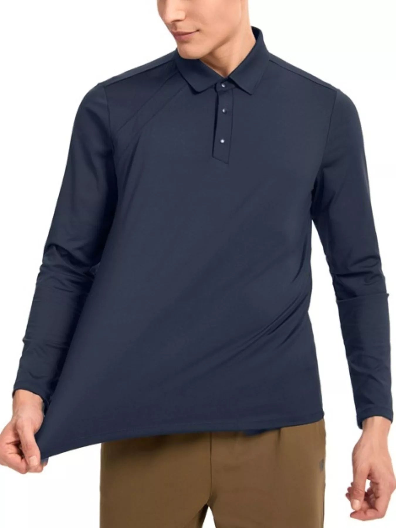 Men's Plus Size Long Sleeve Button Detail Polo