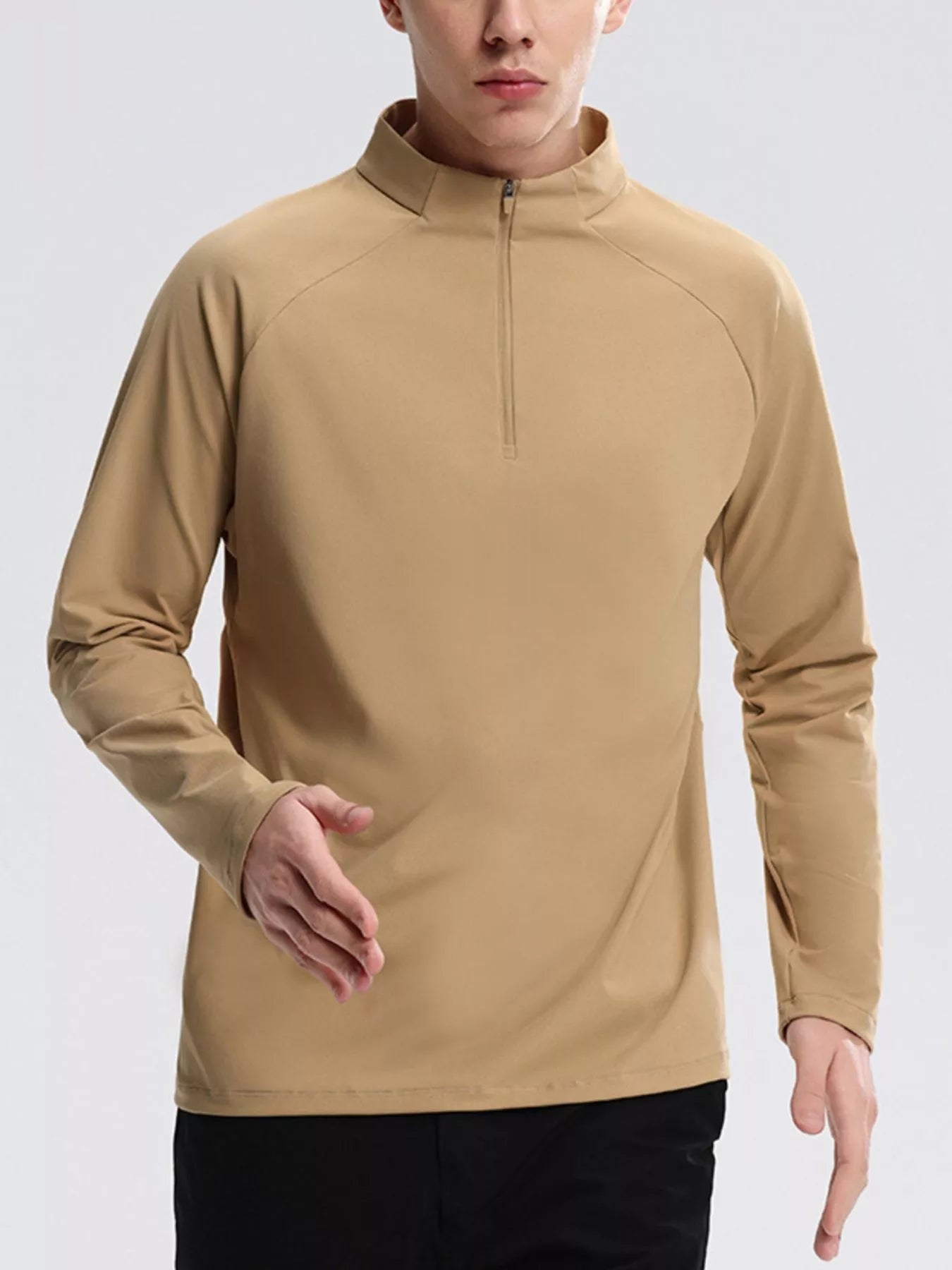 Men's Plus Size Half-Zip Long Sleeve Sweatshirt