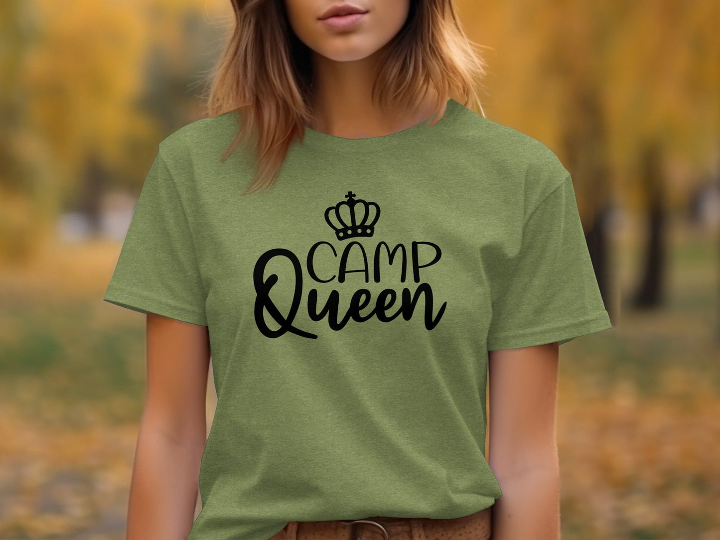 Camp Queen With Crown Graphic Camping Trip Fun T-Shirt
