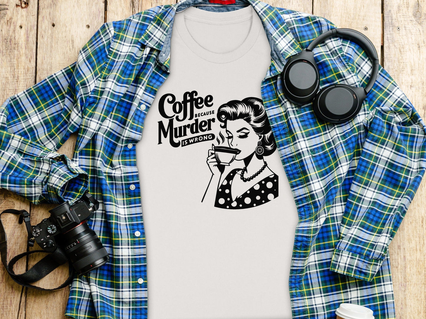 Coffee Because Murder Is Wrong Funny Graphic T-Shirt