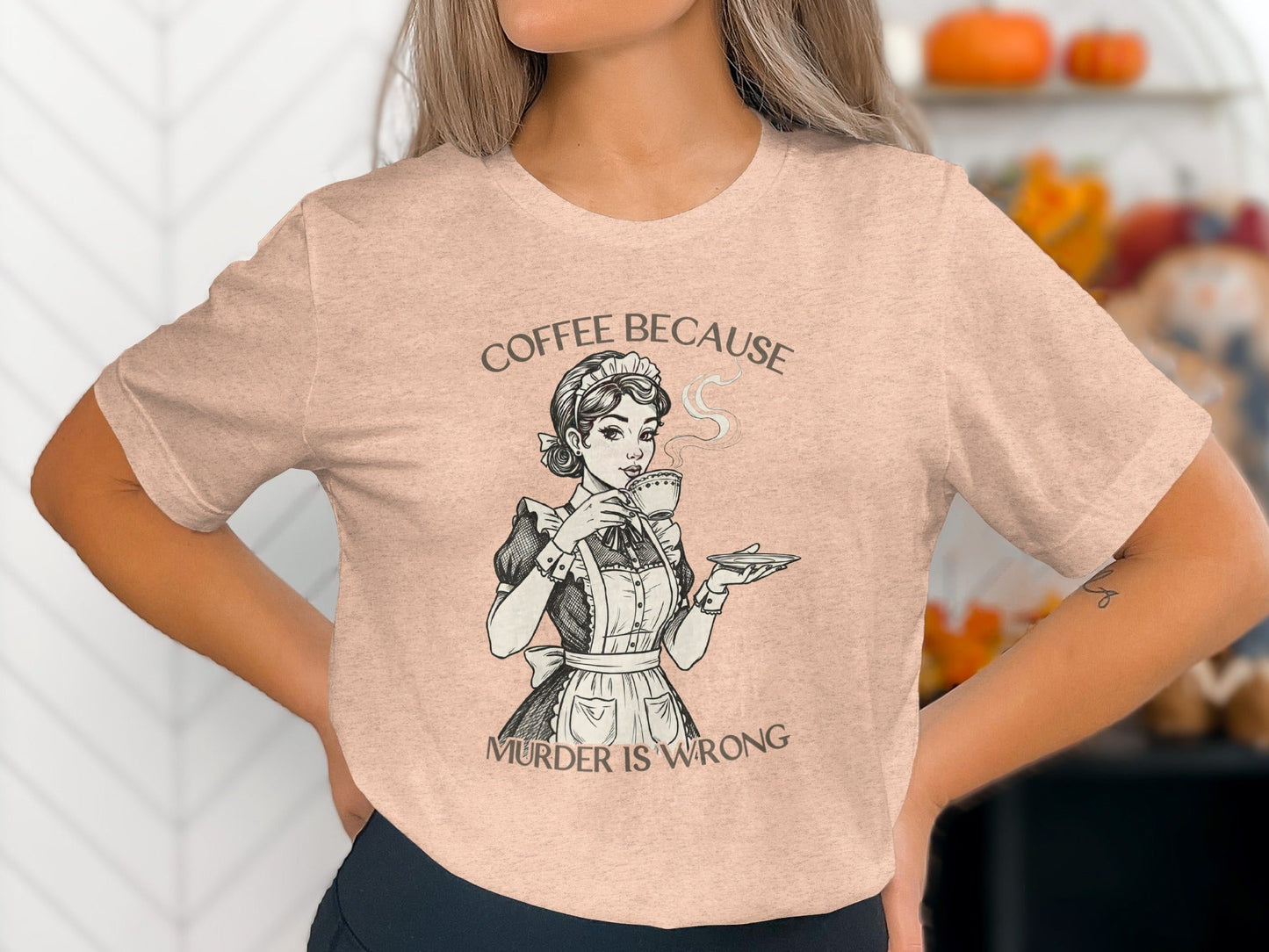 Coffee Because Murder is Wrong Funny Vintage Style T-Shirt