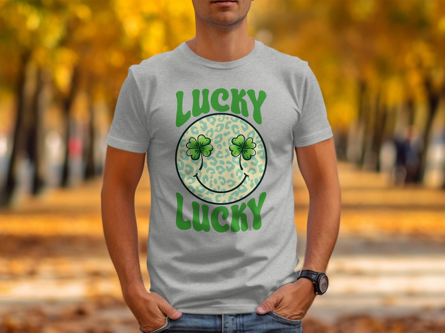 Lucky Clover Smiley Face T-Shirts, Retro St Patricks Day Apparel, Good Luck Outfit, Irish Celebration Shirts, Retro Lucky Tee