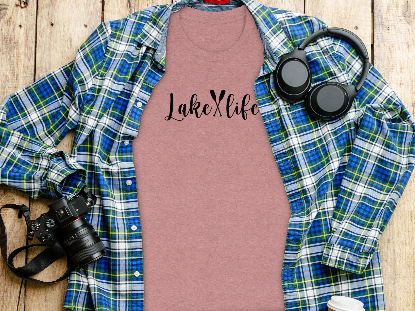 Lake With Crossed Paddles Graphic Design Lake Life T-Shirt