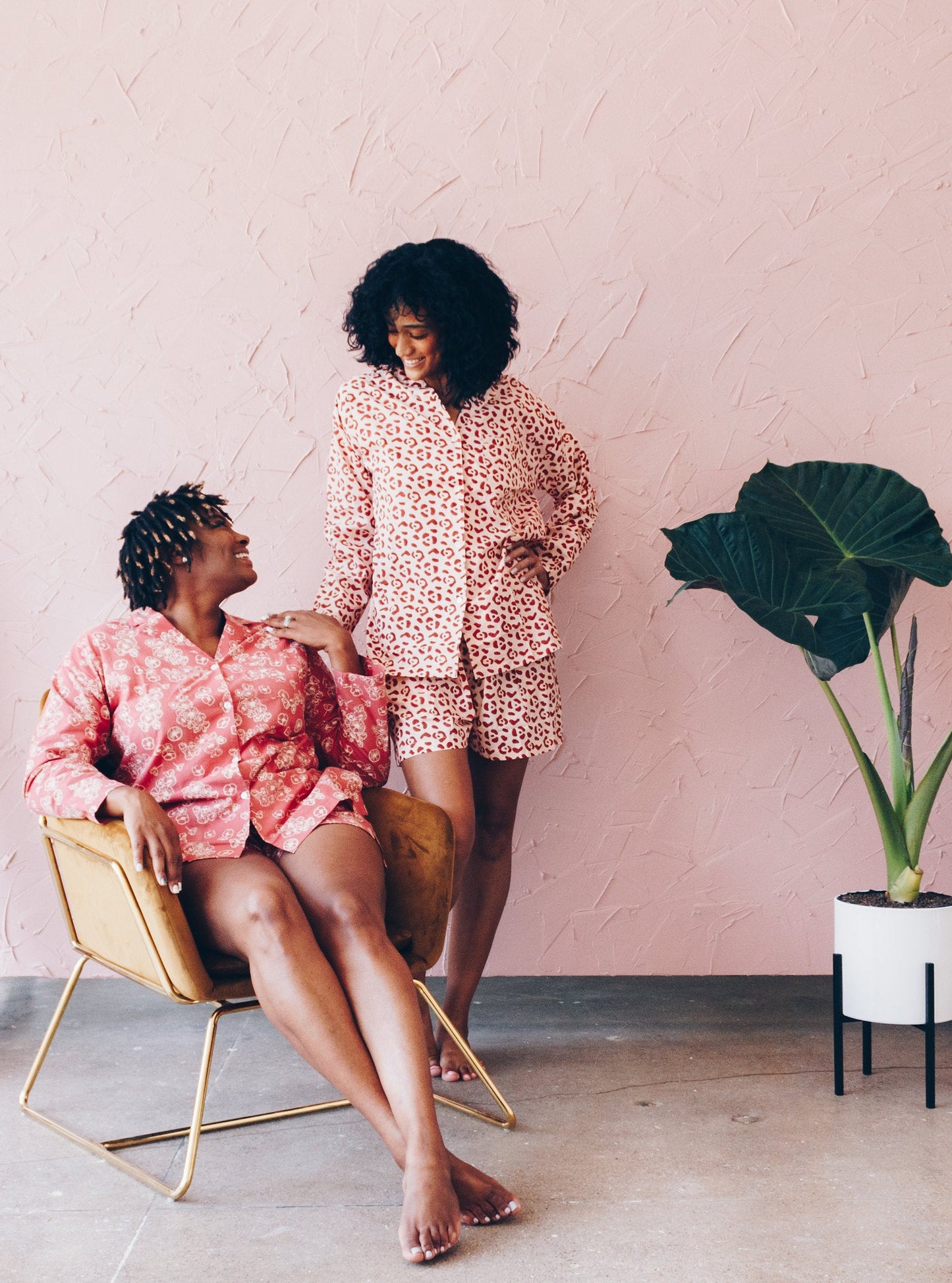 Organic Cotton Leopard Pajama Set in Blush + Berry