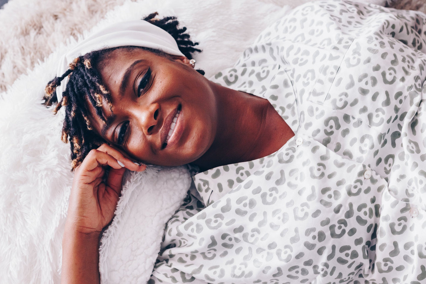Leopard Pajama Modal Set in Cream + Sage