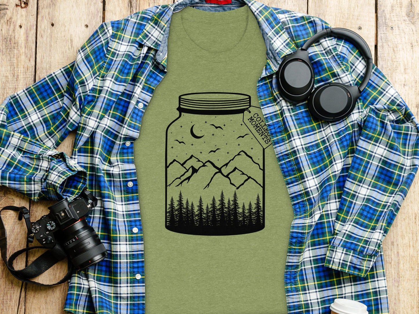 Collect Moments Jar with Mountains Scene Design T-Shirt