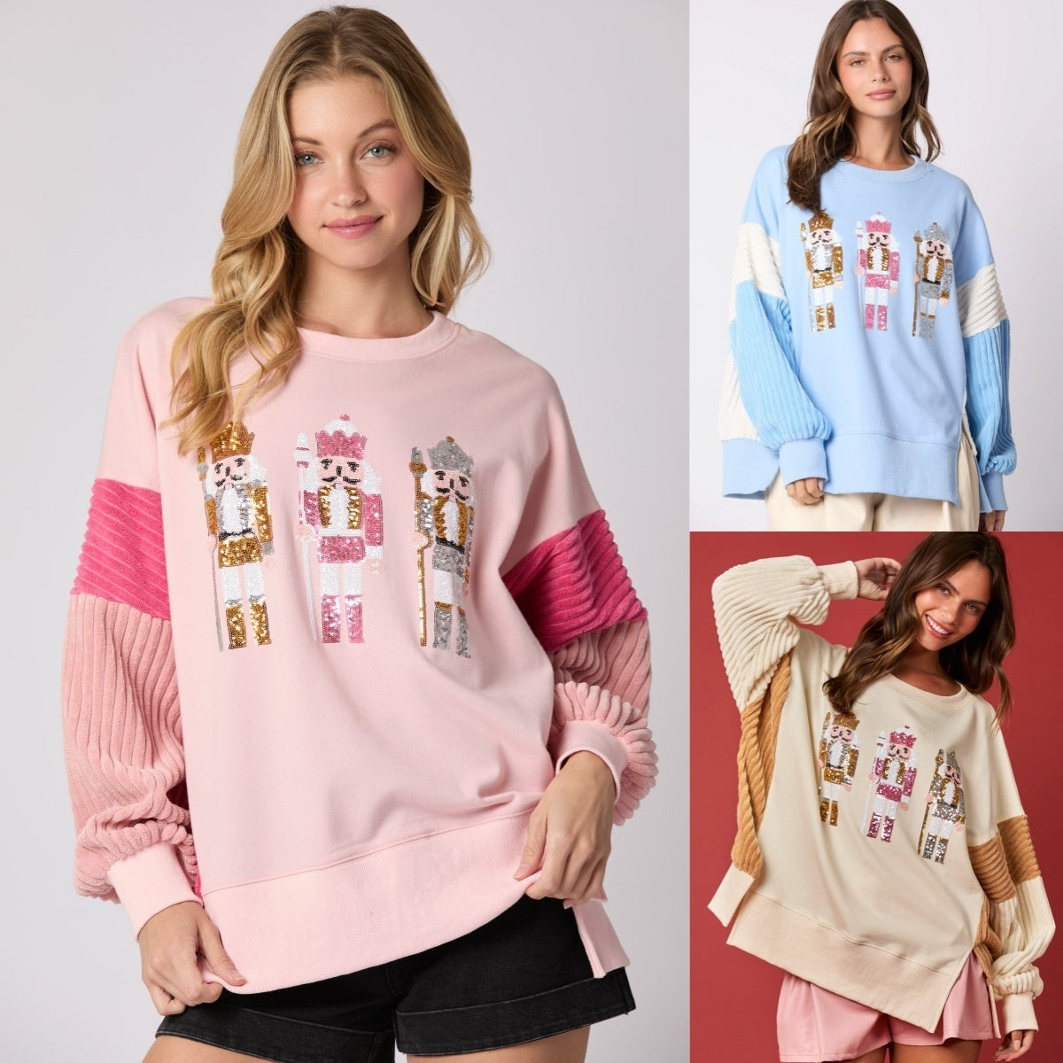 Women's Christmas Soldier Sequins Versatile Multicolor Hoodie