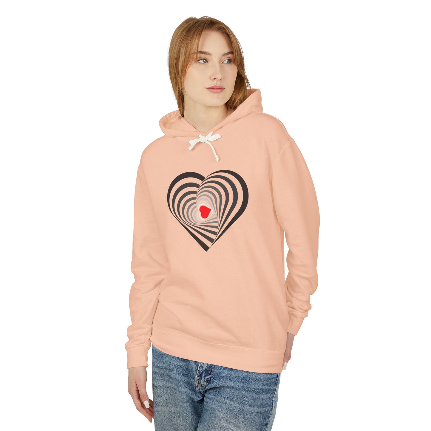 Heart Spiral Unisex Lightweight Hoodie - Valentine's Day Gift