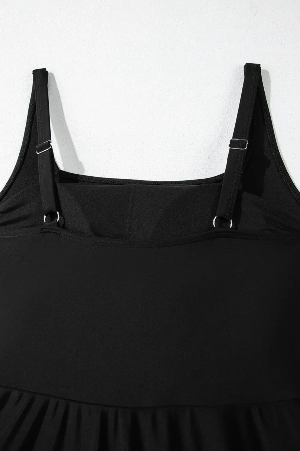Side Tied Waist Square Neck Adjustable Straps A-line One Piece Swim Dress