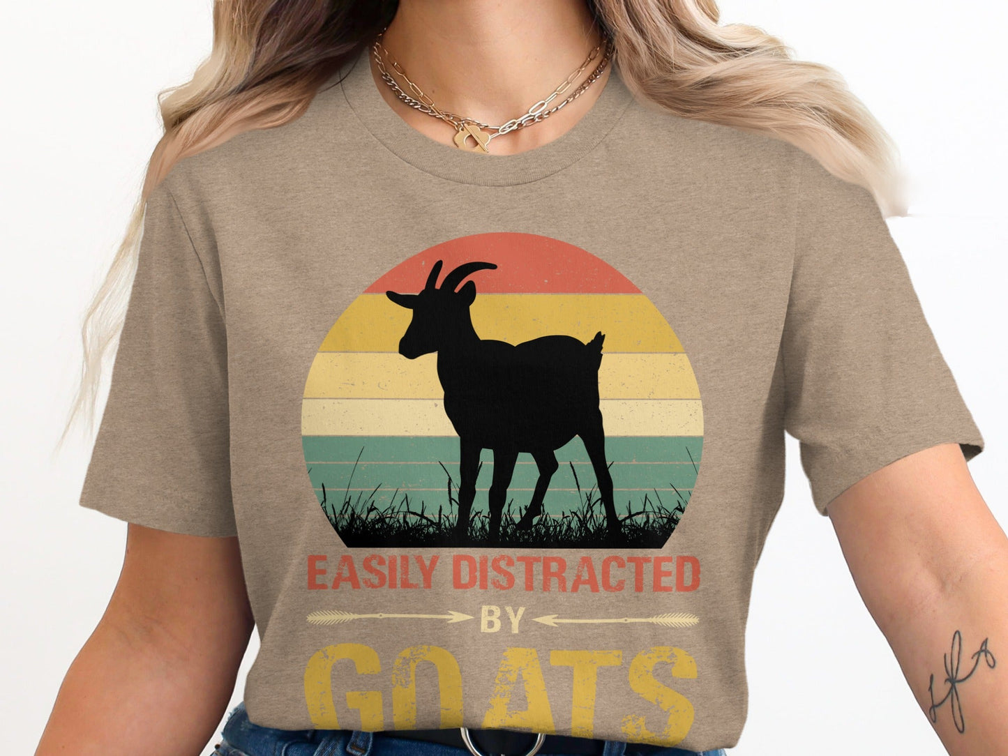 Easily Distracted by Goats Design Graphic T-Shirts Long Sleeve T-shirt