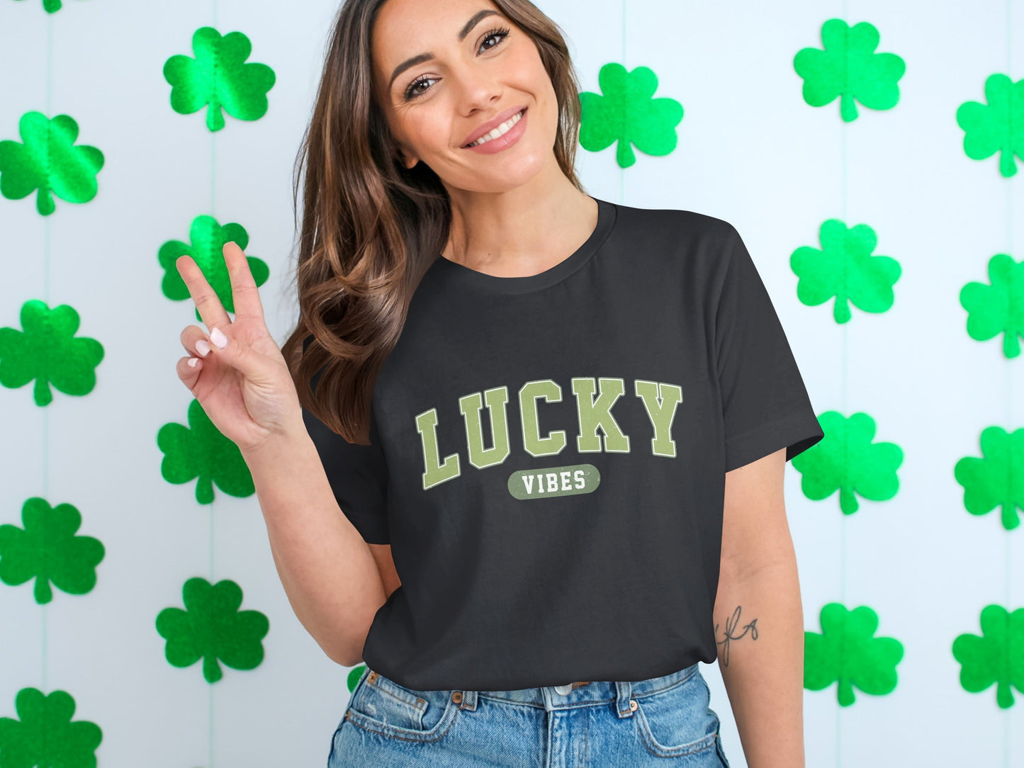 Lucky Vibes T-Shirts, Good Luck T Shirts, Positive Vibes Tees, Trendy Luck Shirts, Lucky Graphic Tees, Casual Lucky T Shirts