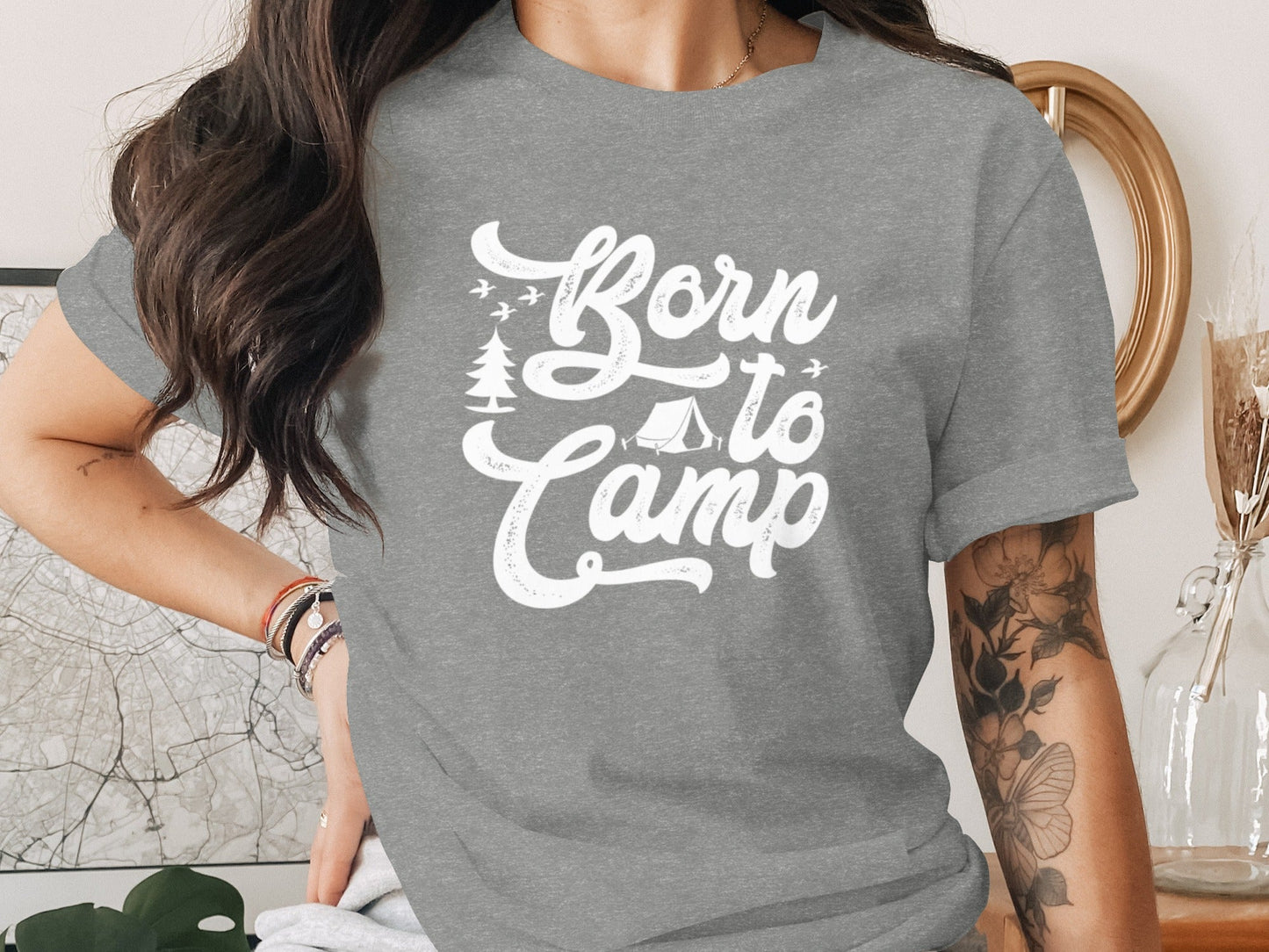 Born To Camp Vacation Hiking Nature Outdoors Fun T-Shirt