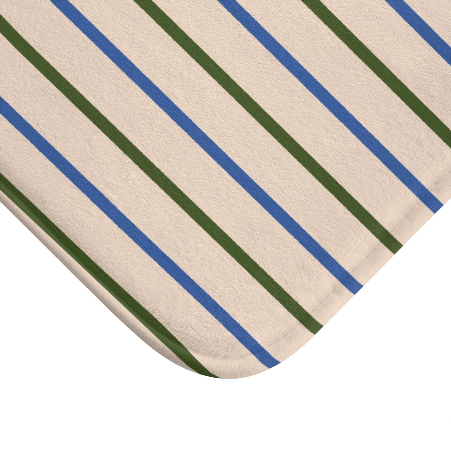 Coastal SOAK Striped Bath Mat — Blue & Beige Spa Bathroom Rug