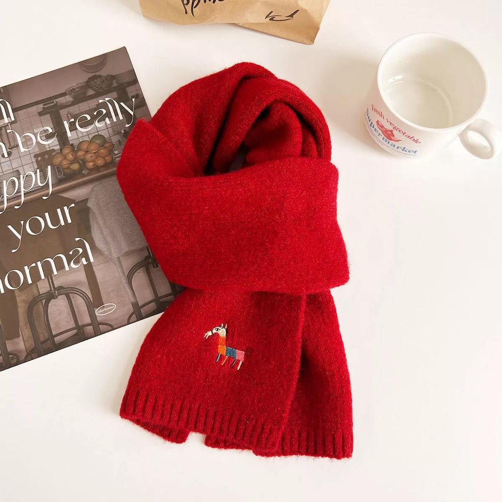 Embroidered Warm Winter Scarf