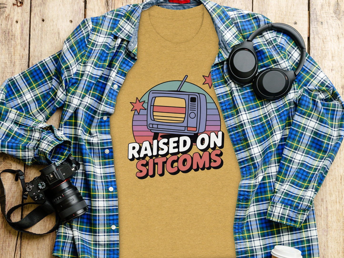 Raised On Sitcoms Retro Television Funny Design T-Shirt