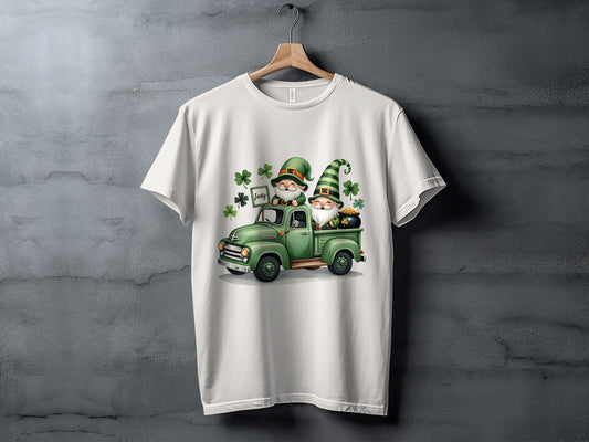 St Patricks Day T-Shirts, Lucky Gnomes, Green Truck, Four Leaf Clover, Irish, Leprechaun, Holiday, Festive, Cute
