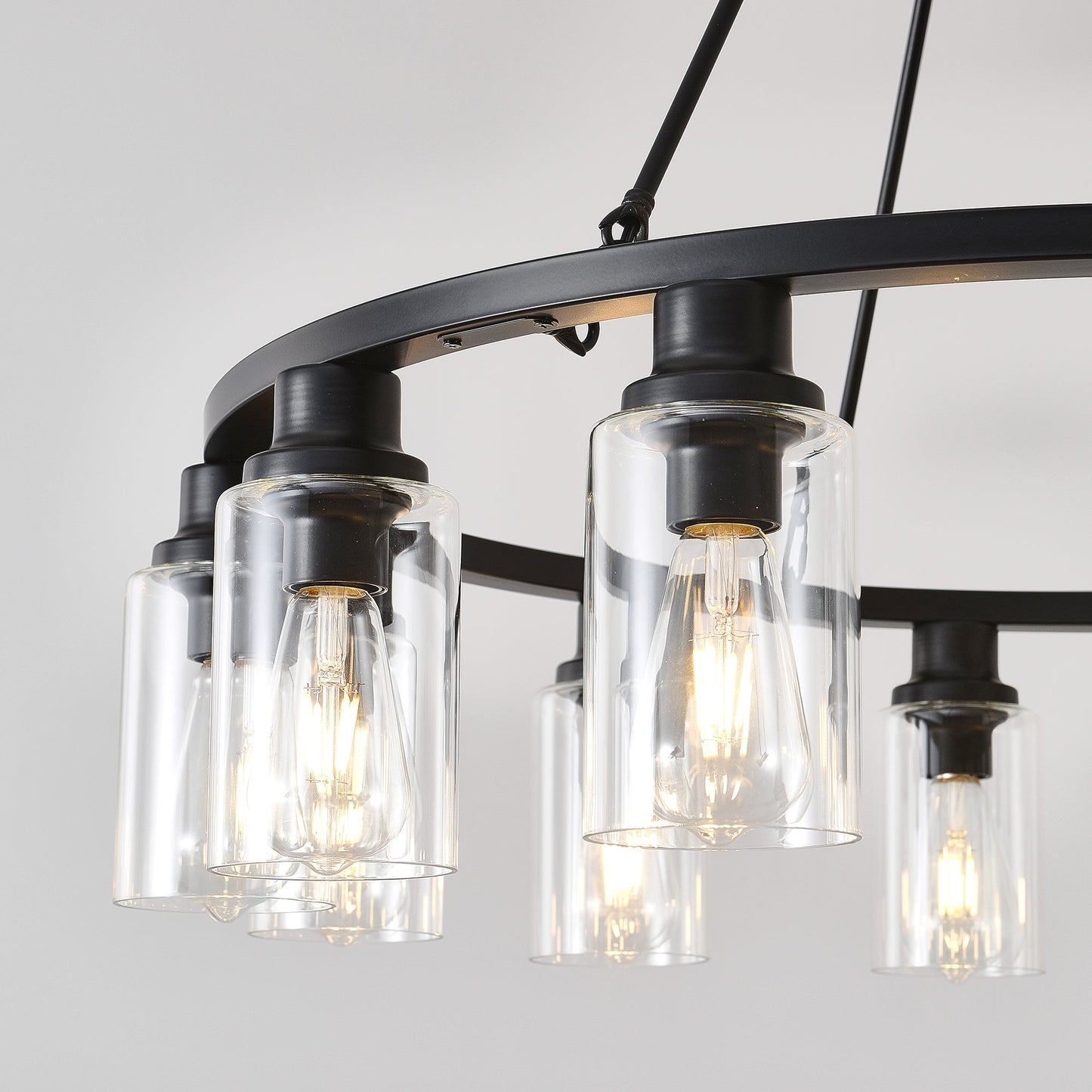 6-Light Black Wagon Wheel Chandelier