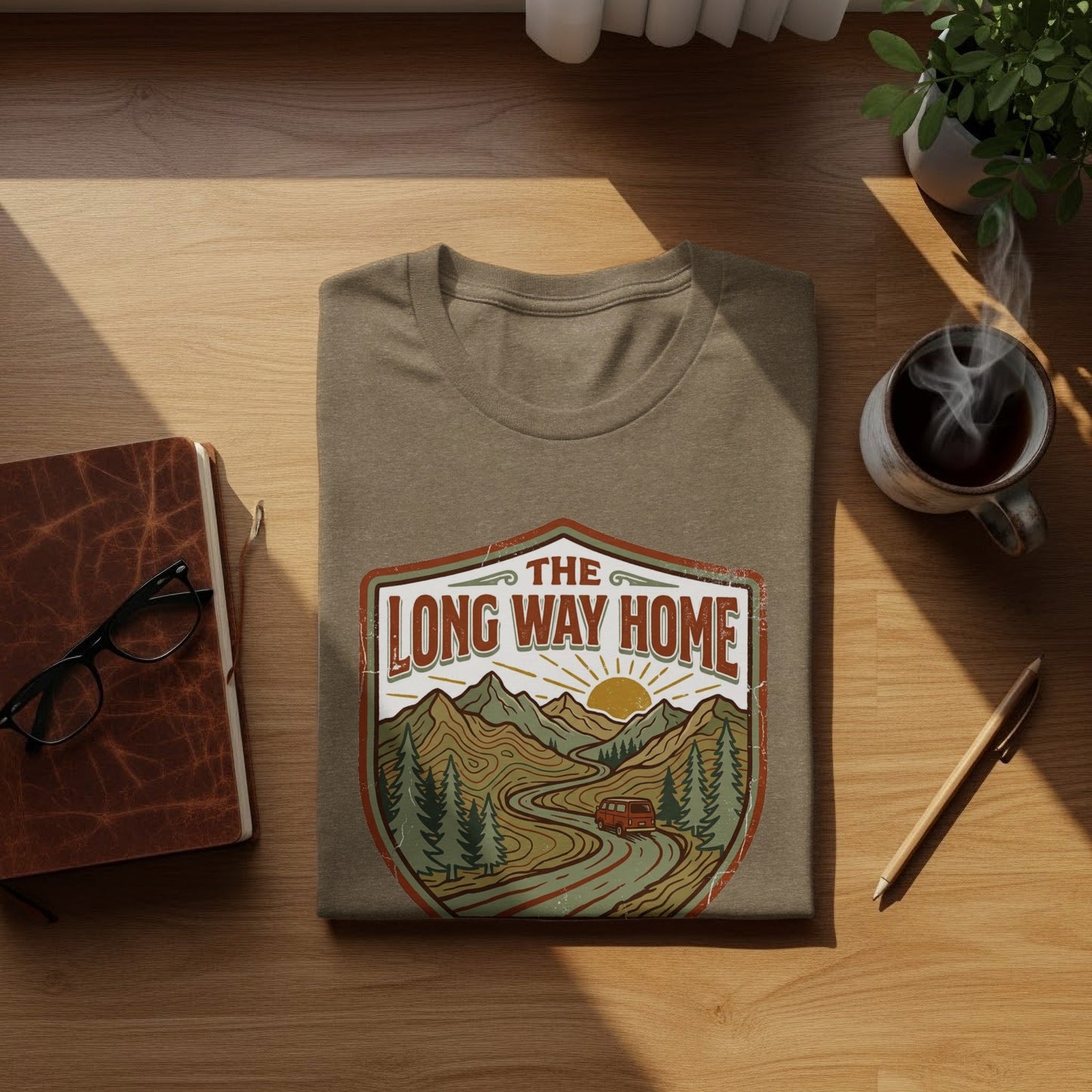 Rugged The Long Way Home - Vintage Adventure Wilderness Shirt
