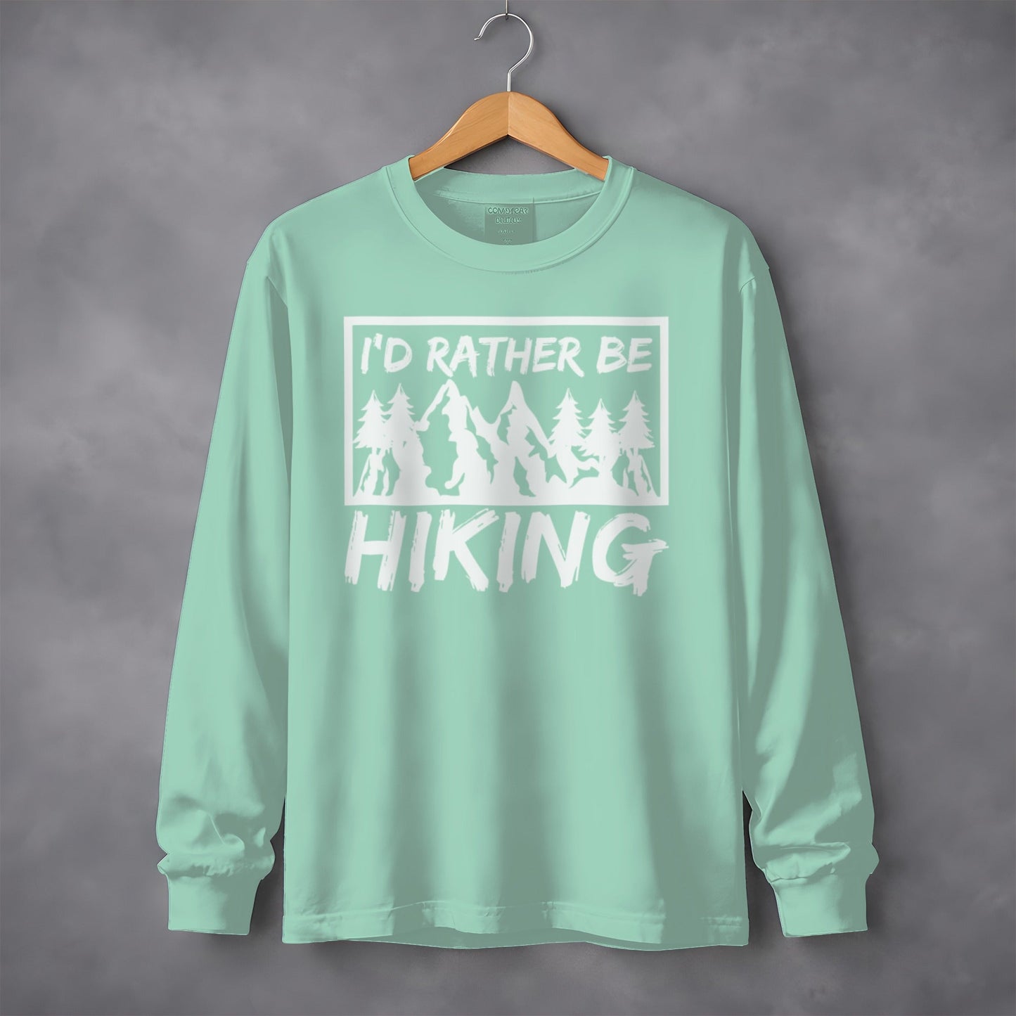 I'd Rather Be Hiking Mountain Graphic Long Sleeve T-Shirt
