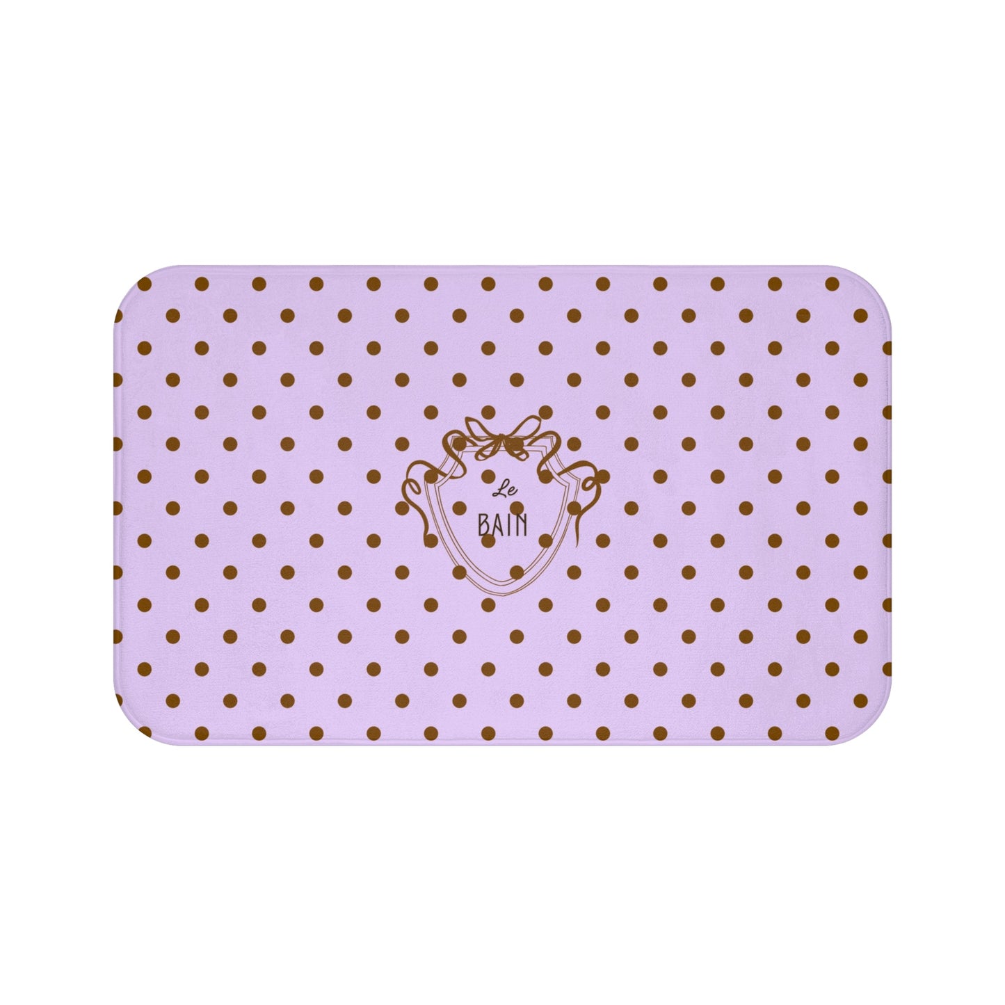Polka Dot "Le Bain" Bath Mat — Lilac & Brown Bathroom Rug