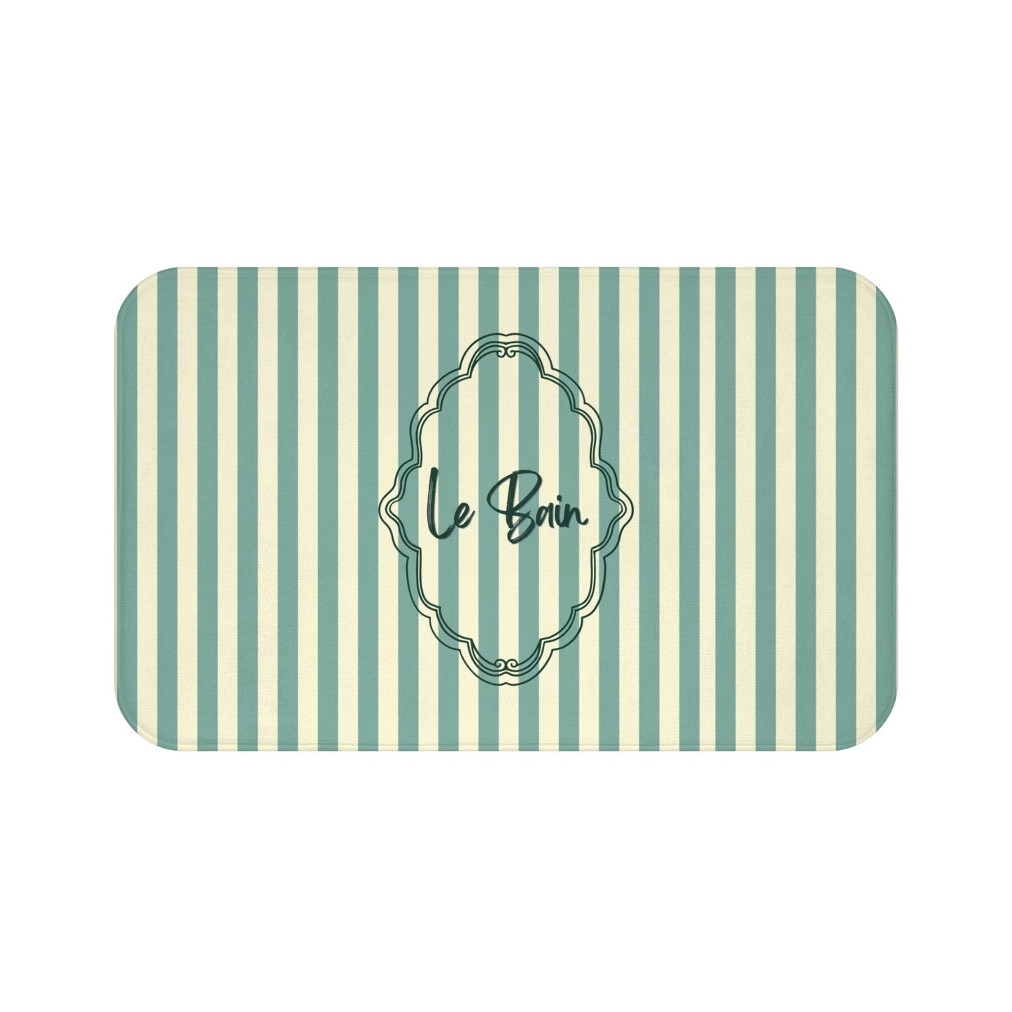 Le Bain Striped Bath Mat — Coastal Green/Cream Bathroom Rug