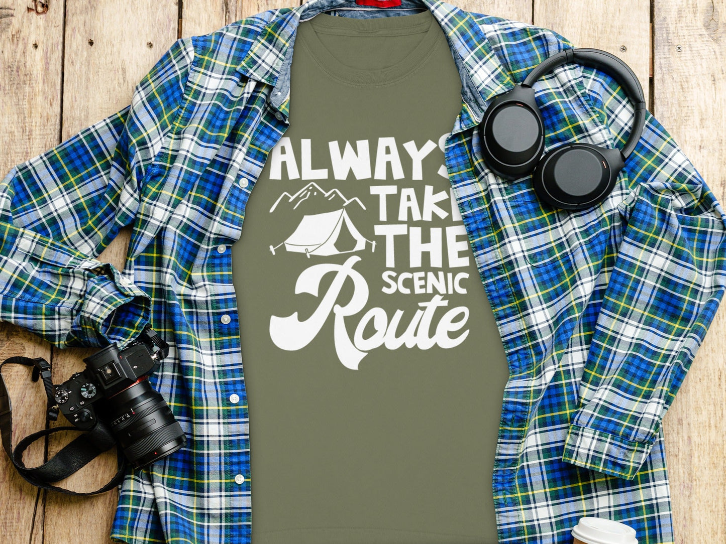 Always Take Scenic Route Camping Adventure Long Sleeve T-Shirt