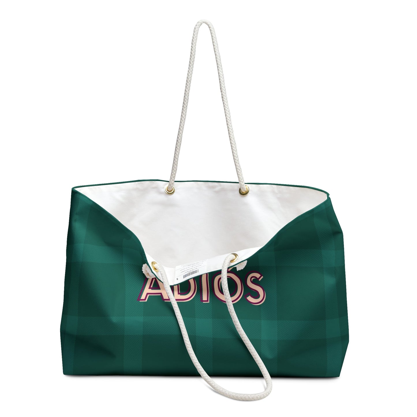 Adios Green Plaid Weekender Bag Tote,  Traveler Gift