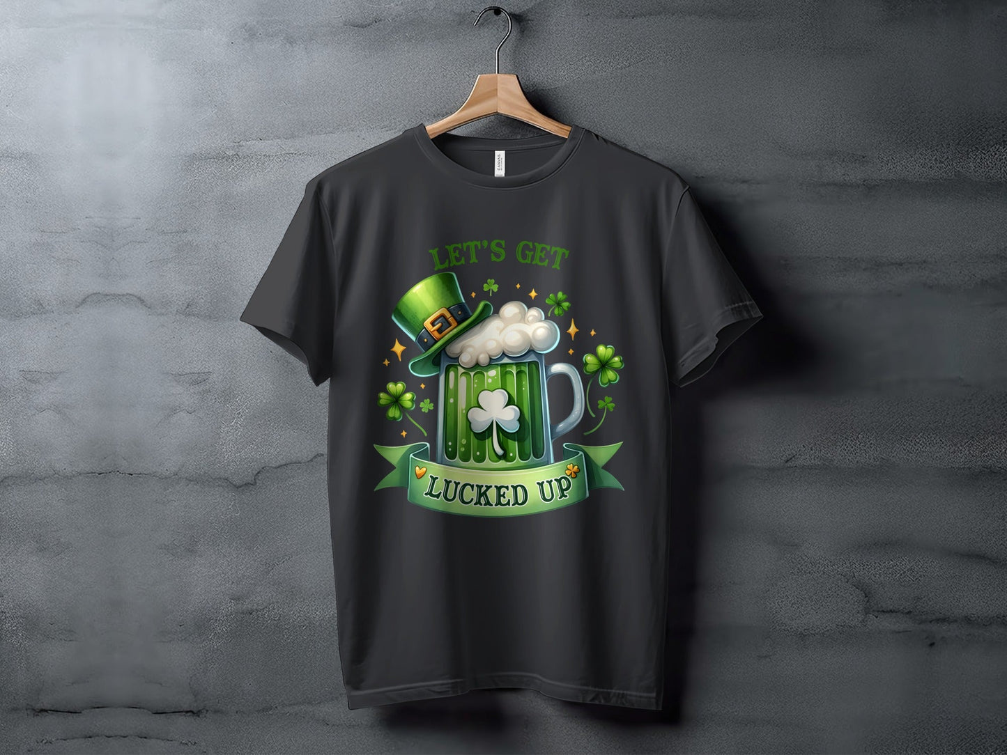 Lets Get Lucked Up T-Shirts, St Patricks Day Apparel, Irish Beer Mug, Clover Graphic Tee, Good Luck Shirts, Holiday T-Shirt, Festive Outfit