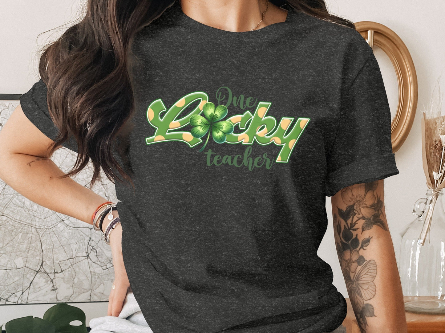 One Lucky Teacher Four Leaf Clover St Patricks Day T-Shirt