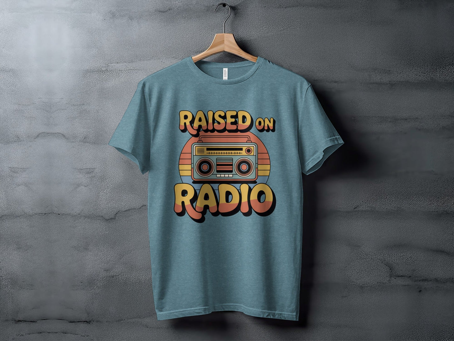 Raised on Radio Retro Boombox Graphic Design T-Shirt