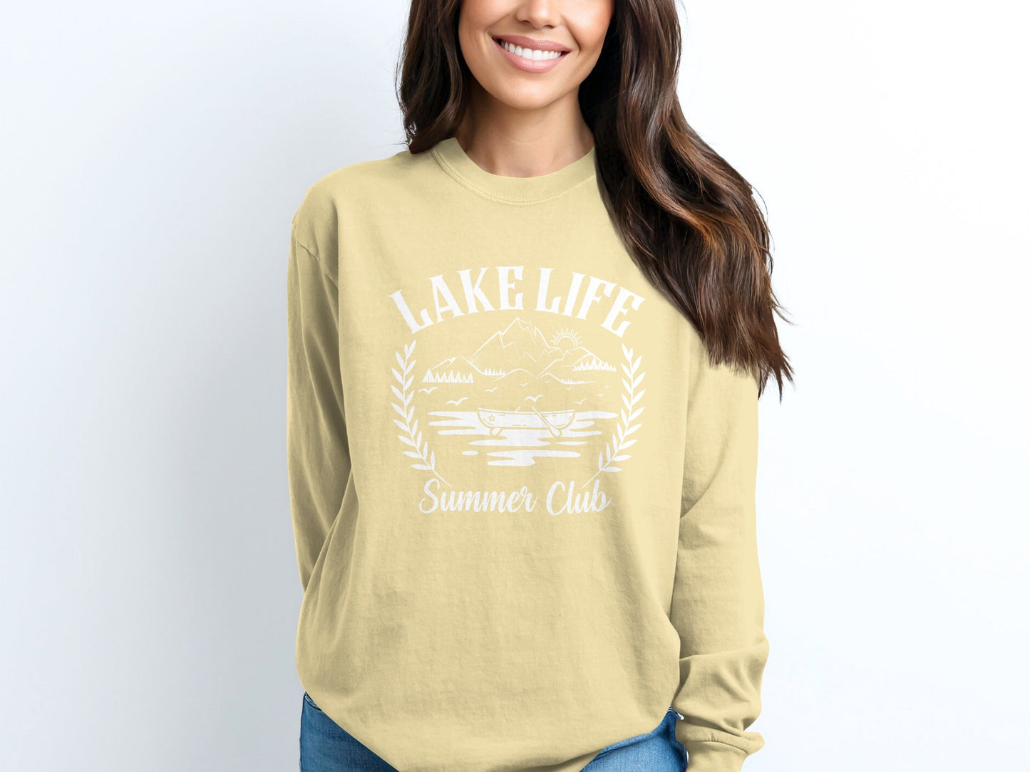 Lake Life Summer Club Graphic Design Long Sleeve T-Shirt