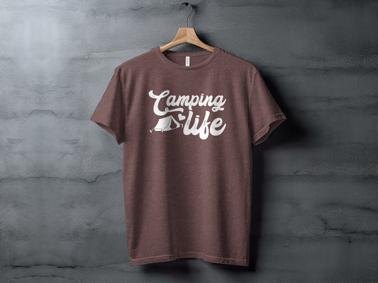 Camping Is Life With Tent And Heart Design T-Shirt