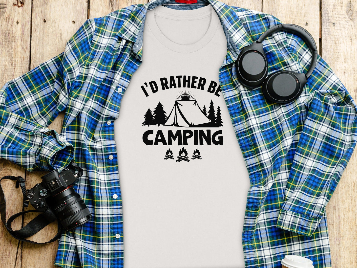 Id Rather Be Camping Tent Forest Fire Gift Idea T-Shirt