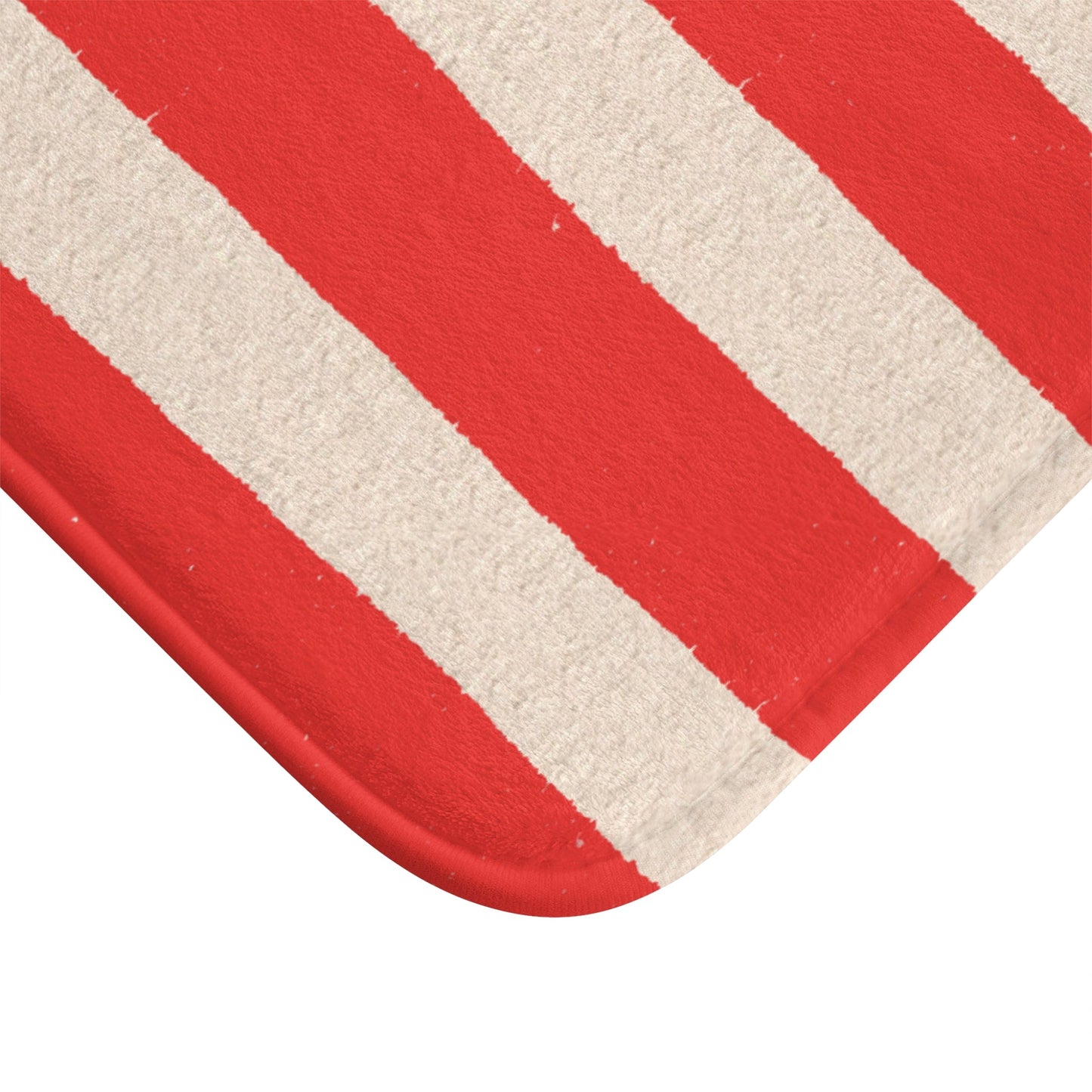 Le Bain  Red Striped Bath Mat — French Bathroom Accent Rug
